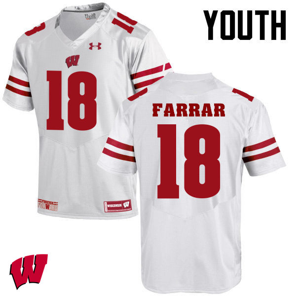 Wisconsin Badgers Youth #18 Arrington Farrar NCAA Under Armour Authentic White College Stitched Football Jersey GO40F28SW
